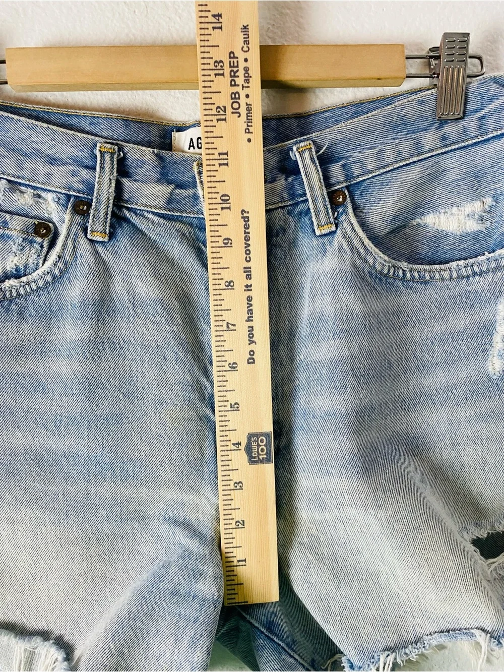 Agolde Parker Long Jean Shorts Size 28 Y2K Distressed Denim Organic Cotton